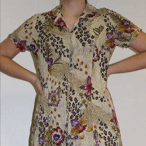 Button Up Floral Printed Skater Style Dress